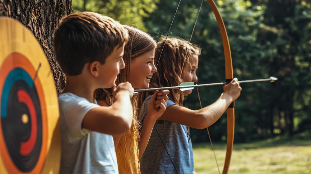 Families enjoying activities at Camp GuilRock