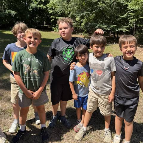 Group of campers in the woods