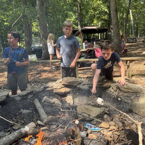 Campers at the fire pit