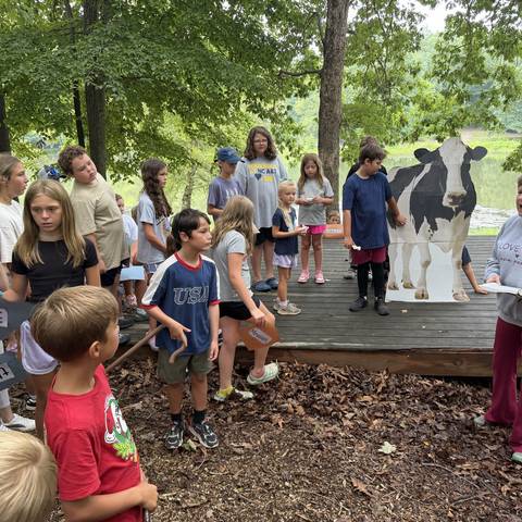 Campers in the outdoor chapel