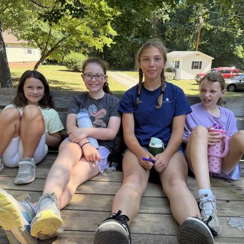 Campers sitting on the deck