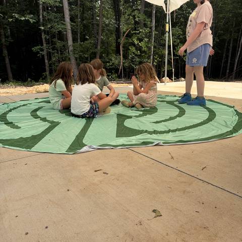 Campers on the labyrinth