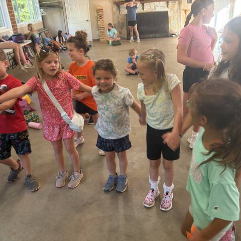 Campers dancing in the pavilion